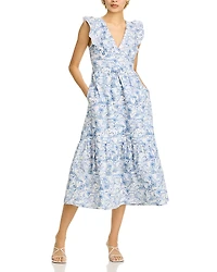 Aqua Ruffled Midi Dress - Exclusive