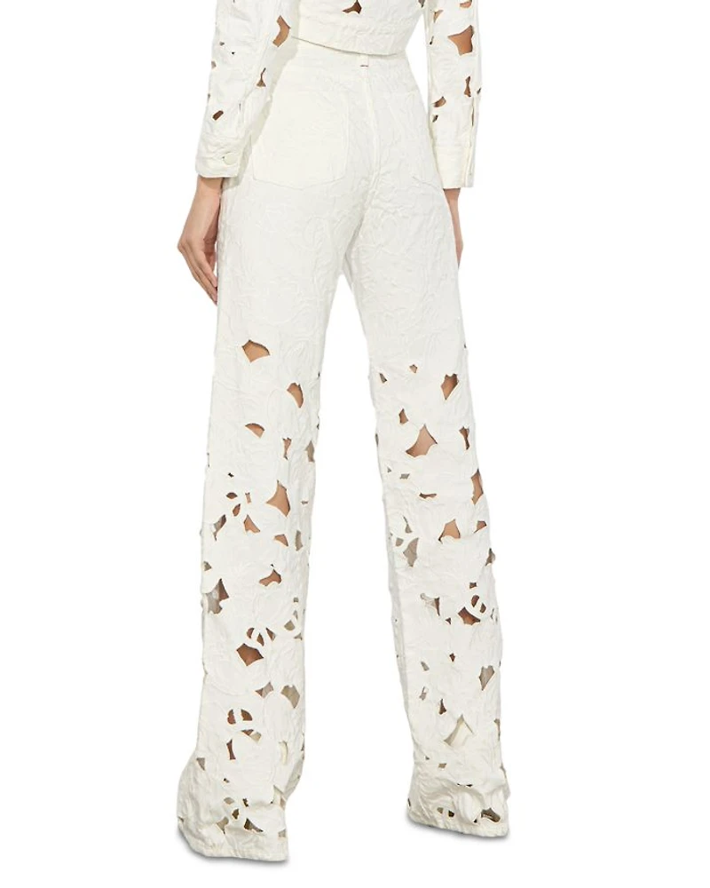 Weezy High Rise Embroidered Eyelet Pants