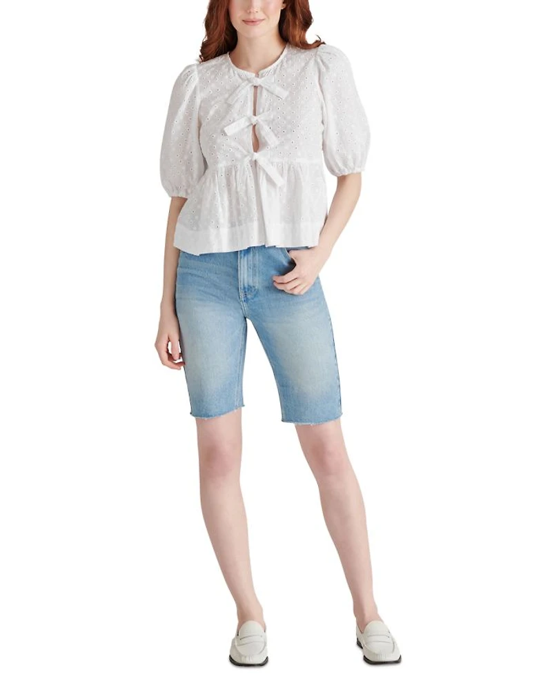 Paula Eyelet Tie Front Top