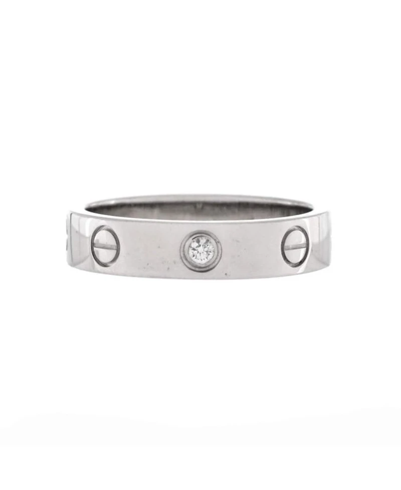 Love Wedding Band 1 Diamond Ring 18K White Gold with Diamond