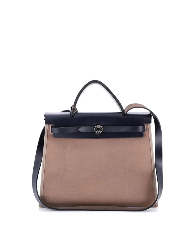 Pre-Owned HERMES Pre-Owned Hermes 31 Herbag Zip Leather and Toile