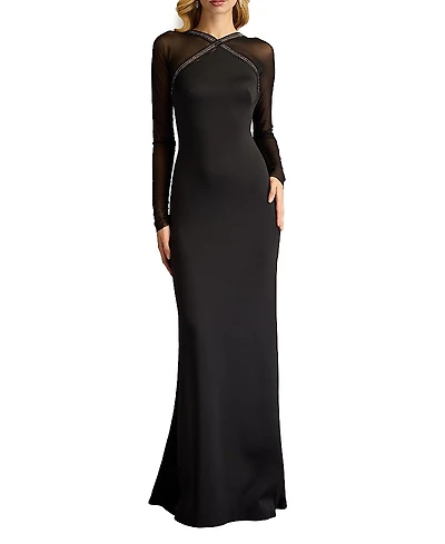 Tadashi Shoji Savoy Sheer Sleeve Gown