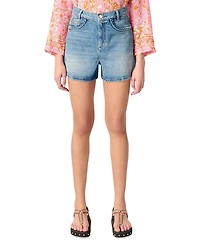 Denim Shorts with Braided Trim Blue
