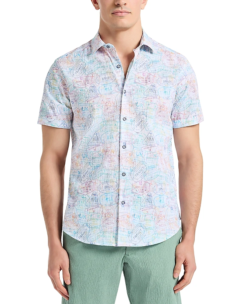 Robert Graham Passport Seersucker Classic Fit Button Down Shirt
