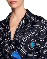 Spiral Motif Silk Shirt