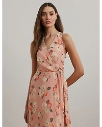 Floral Ruffle Trim Georgette Gown