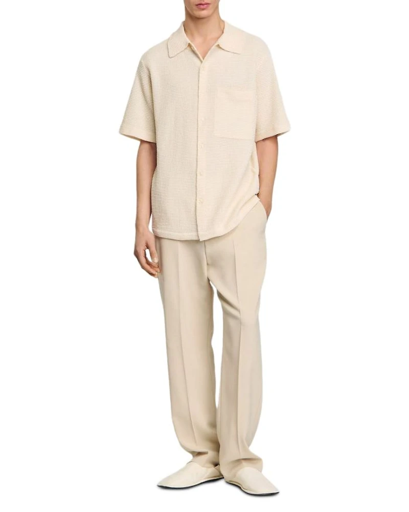 Waffled Oversized Fit Button Down Shirt
