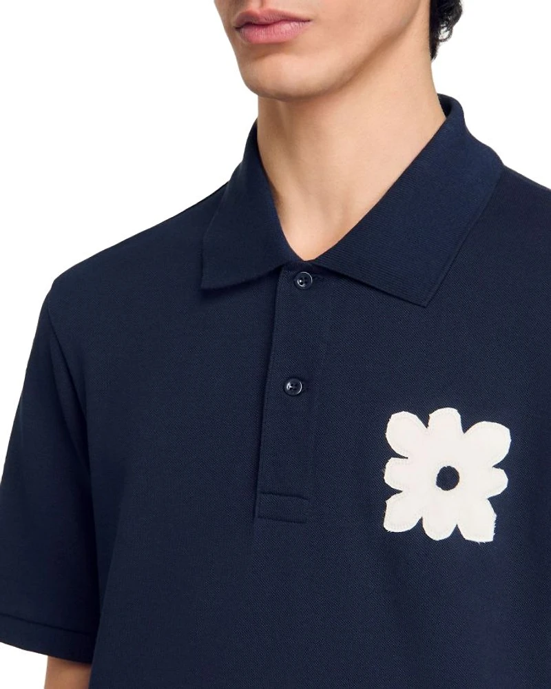 Polo Shirt With Flower Patch