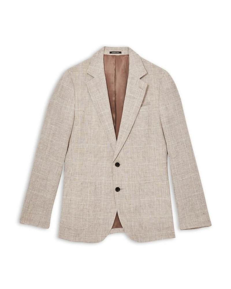 Ashton Linen Check Regular Fit Notch Lapel Blazer
