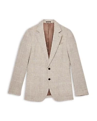 Ashton Linen Check Regular Fit Notch Lapel Blazer
