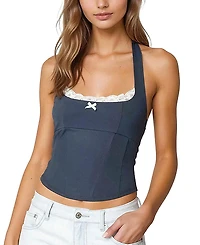 Edikted Peekaboo Lace Halter Bustier Top