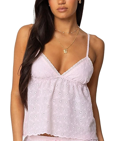 Edikted Talula Eyelet Babydoll Top