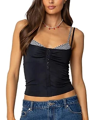 Edikted Gingham Layered Tank Top