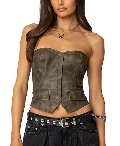 Edikted Maysen Faux Leather Corset