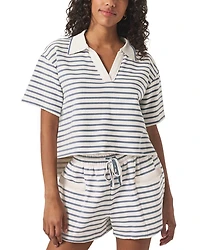 Cassie Terry Striped Polo Top