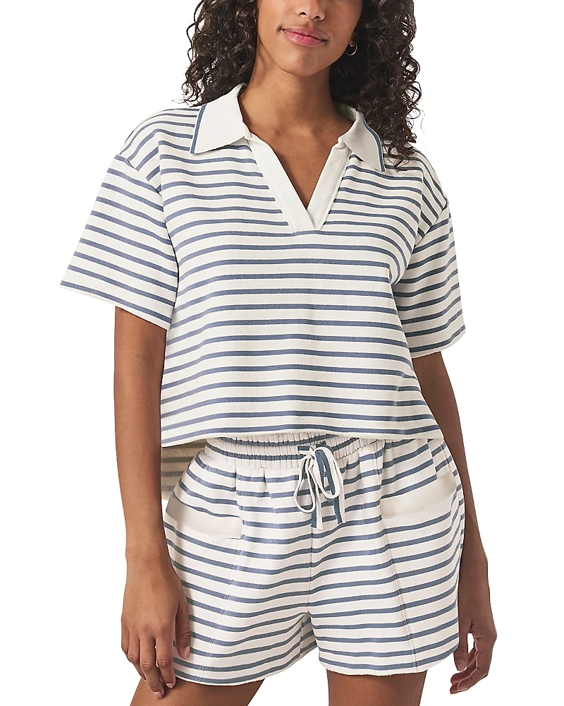 Splendid Cassie Terry Striped Polo Top