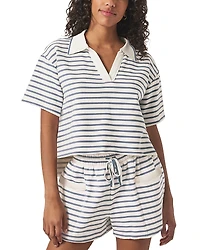 Splendid Cassie Terry Striped Polo Top