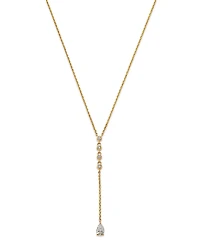 Moon & Meadow 14K Yellow Gold Lab Grown Diamond Round & Pear Cut Lariat Necklace, 16
