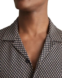 Drakes Short Sleeve Jacquard Cuban Shirt