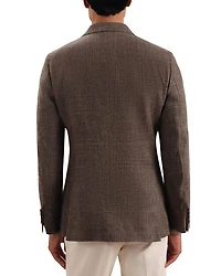 Ramsay Double Breasted Peak Check Linen Blazer