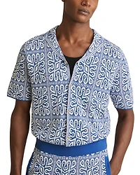 River Short Sleeve Cuban Moroccan Tile Print Shirt