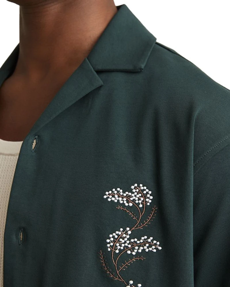 Goya Short Sleeve Floral Embroidered Cuban Shirt