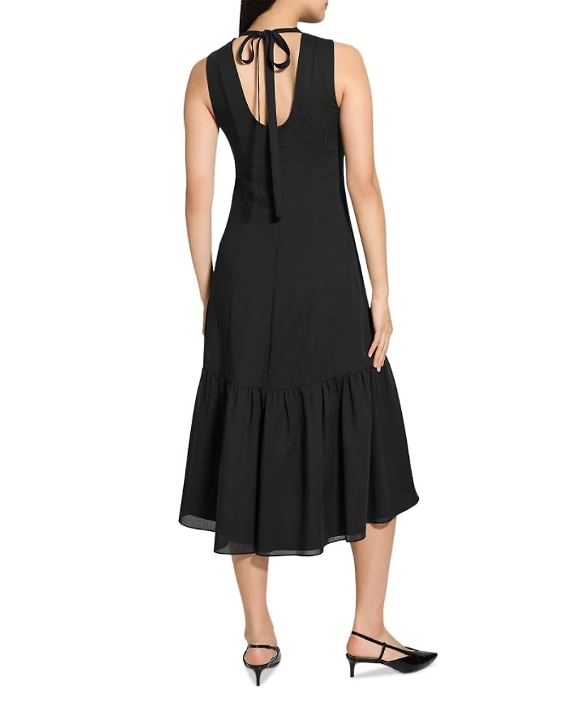 Tie Neck Tiered Midi Dress