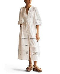 Aur OceA Bianca Lace Panelled Midi Dress