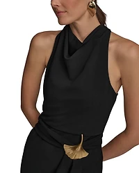 Cowlneck Sash Belt Gown