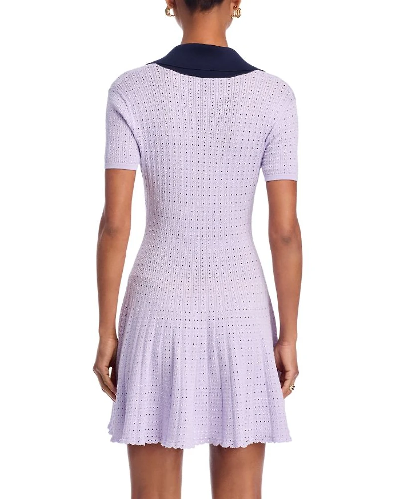 Lilac Pointelle Knit Mini Dress