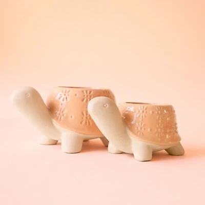 Sunset Turtle Planters, Set of 2