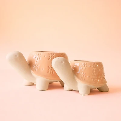 Jungle Club Sunset Turtle Planters, Set of 2