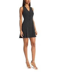 V Neck Button Front Mini Dress