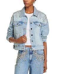 Aqua Embellished Denim Jacket - Exclusive