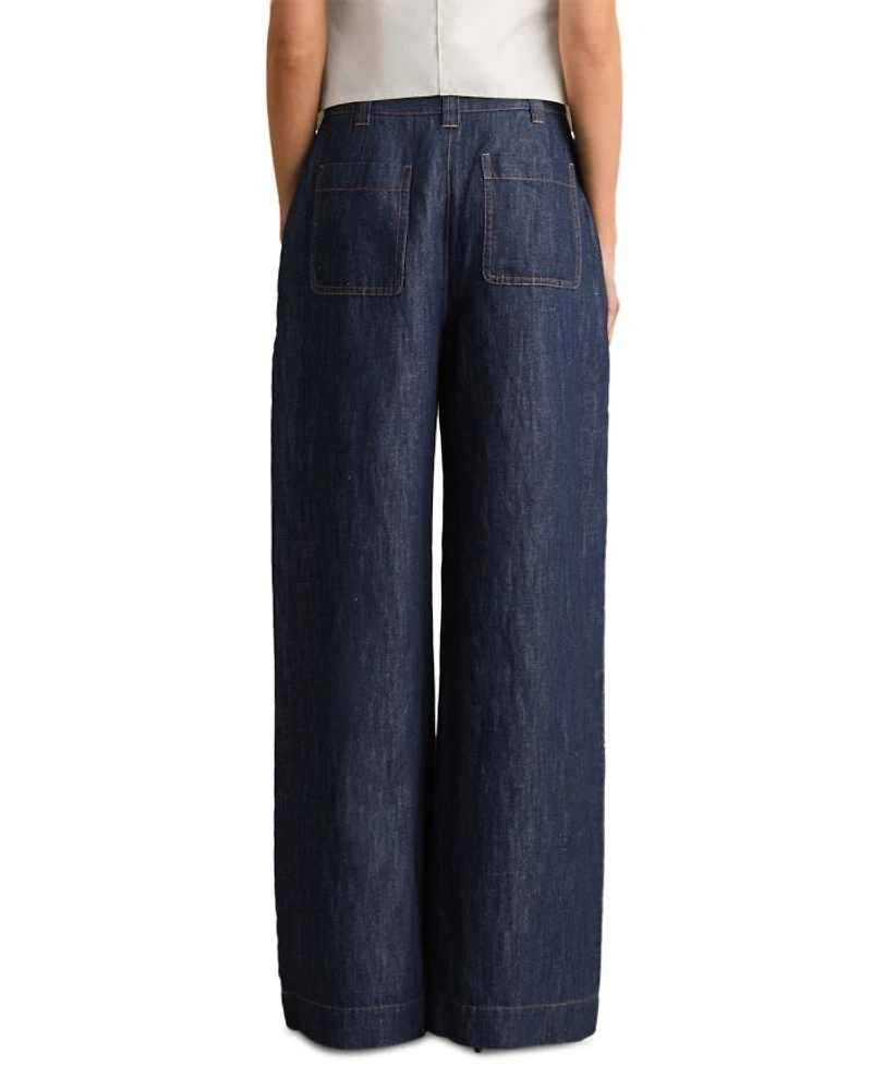 Wide Leg Linen Blend Pants