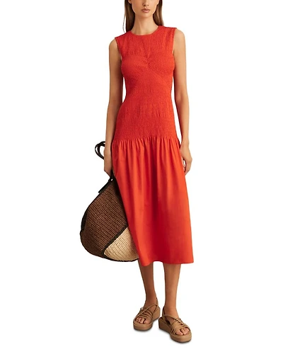 Annabel Shirred Midi Dress