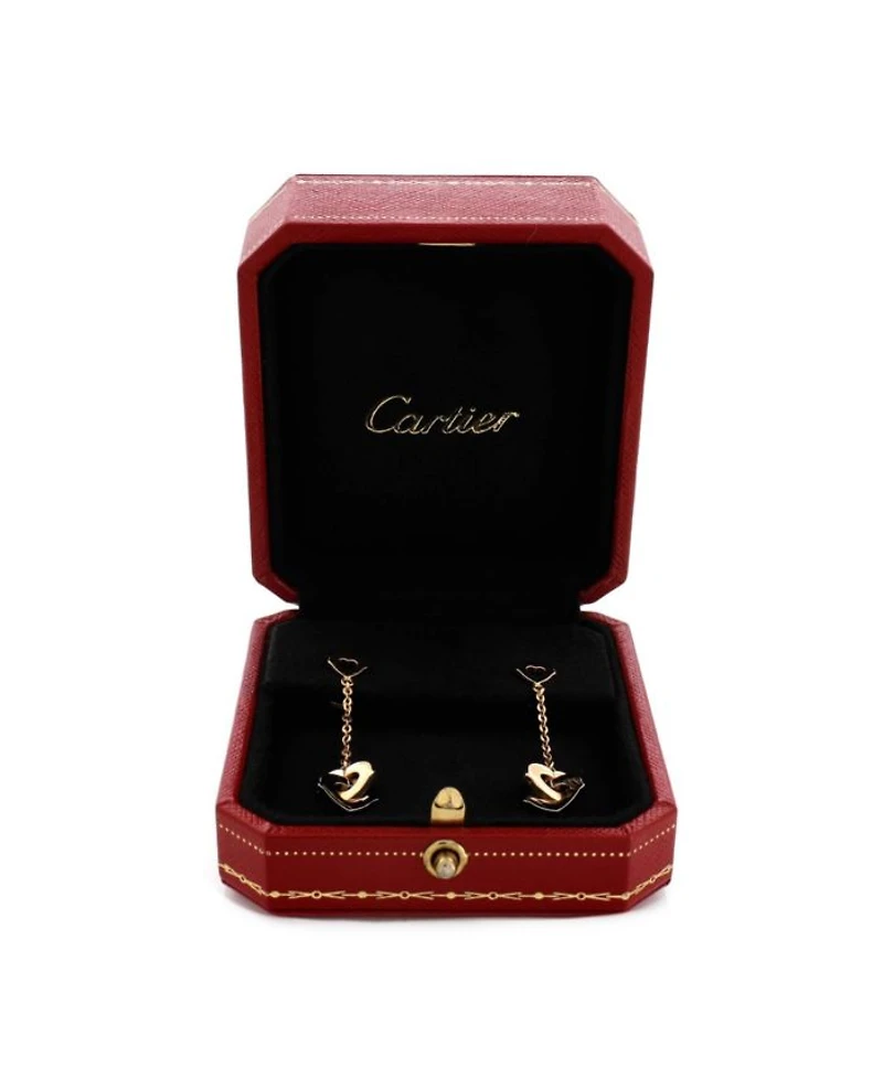 Double Heart Drop Earrings 18K Rose Gold with 18K White Gold