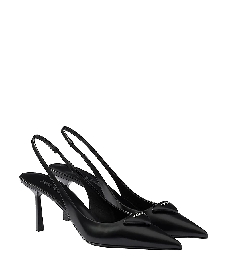 Prada Women's Brushed Leather Slingback Pumps