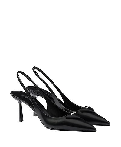 Prada Women's Brushed Leather Slingback Pumps