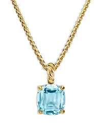 Marbella Pendant 18K Yellow Gold with Sky Blue Topaz or Prasiolite, 12mm
