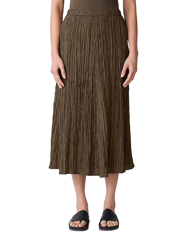 Eileen Fisher Crushed Silk Flared Skirt