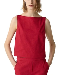 Bateau Neck Linen Cropped Top