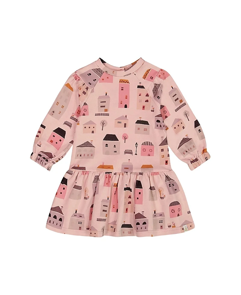 Deux par Deux Girls' Printed French Terry Houses Dress - Little Kid