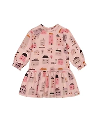 Deux par Deux Girls' Printed French Terry Houses Dress - Little Kid