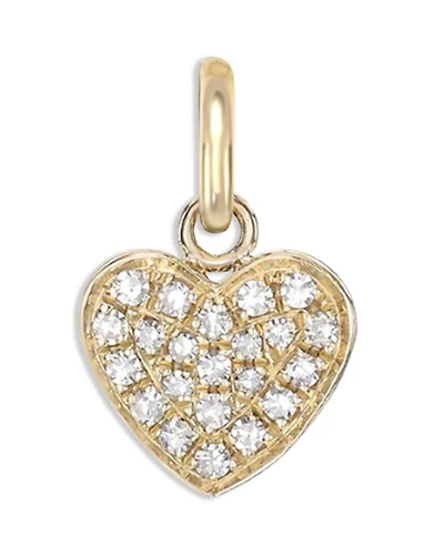 14K Yellow Gold Diamond Cluster Small Heart Charm Pendant