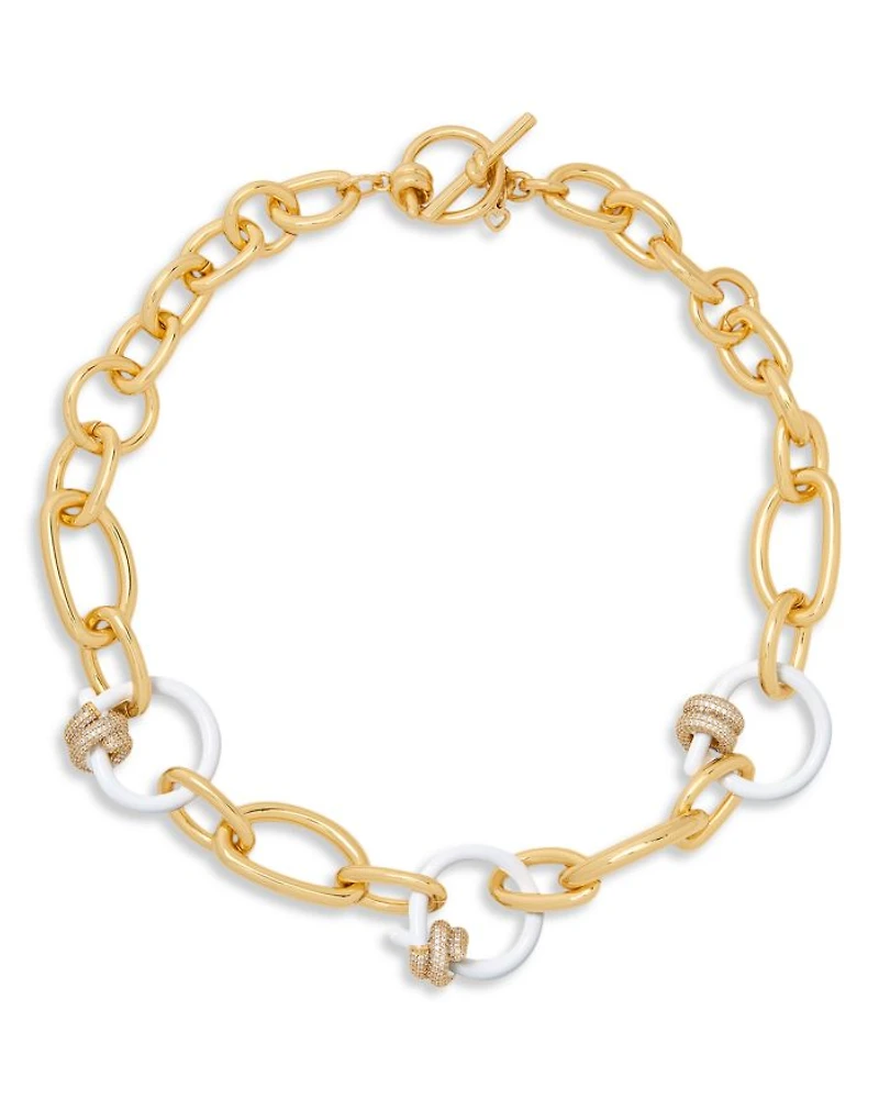 Ropes & Knots Cubic Zirconia & Enamel Large Link Toggle Collar Necklace, 18"