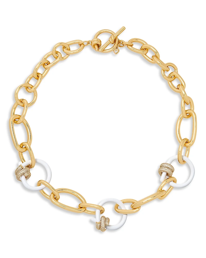 kate spade new york Ropes & Knots Cubic Zirconia & Enamel Large Link Toggle Collar Necklace, 18