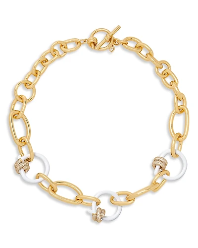 kate spade new york Ropes & Knots Cubic Zirconia & Enamel Large Link Toggle Collar Necklace, 18