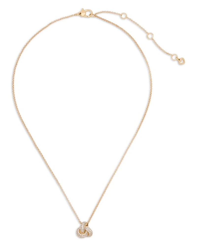 Cubic Zirconia Pavé Love Knot Pendant Necklace, 16-19"