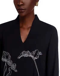Embroidered V Neck Blouse